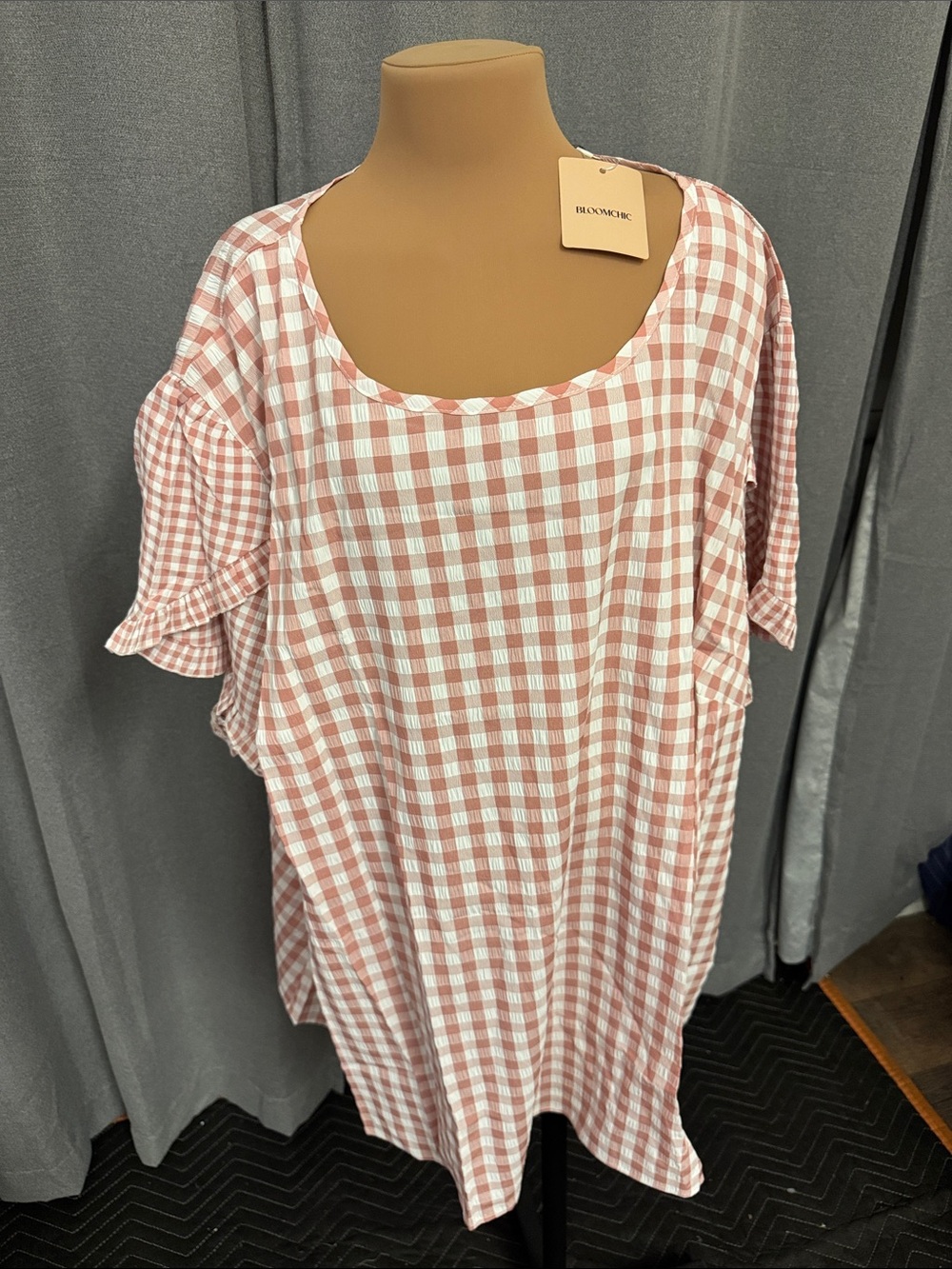 BloomChic Pink & White Gingham Sleeveless Tunic